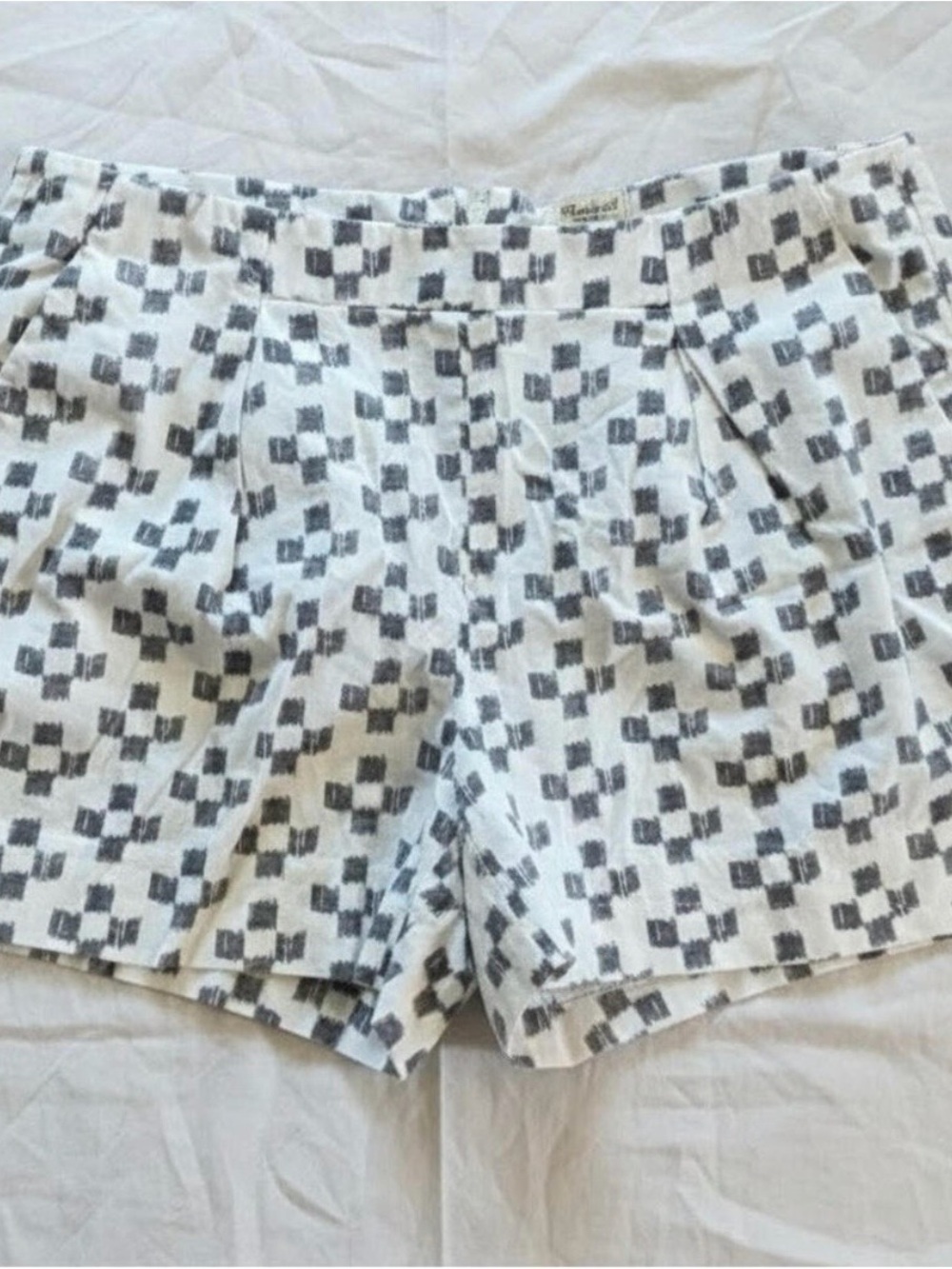 Madewell J Crew Boho White Ikat Check Shorts Womens 6